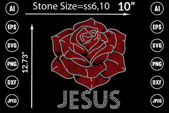 Blending Faith and Flora: The Jesus and Flower Rhinestone Design