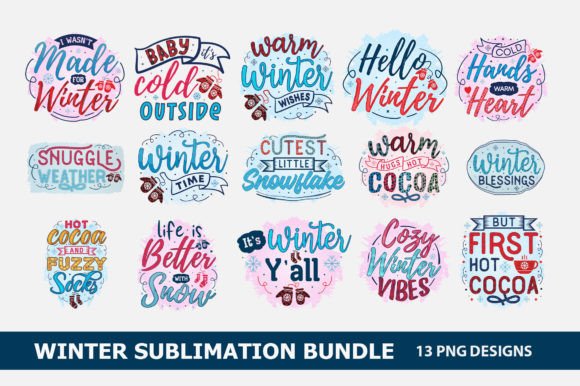 Winter Sublimation Bundle: 15 Cozy PNG Designs